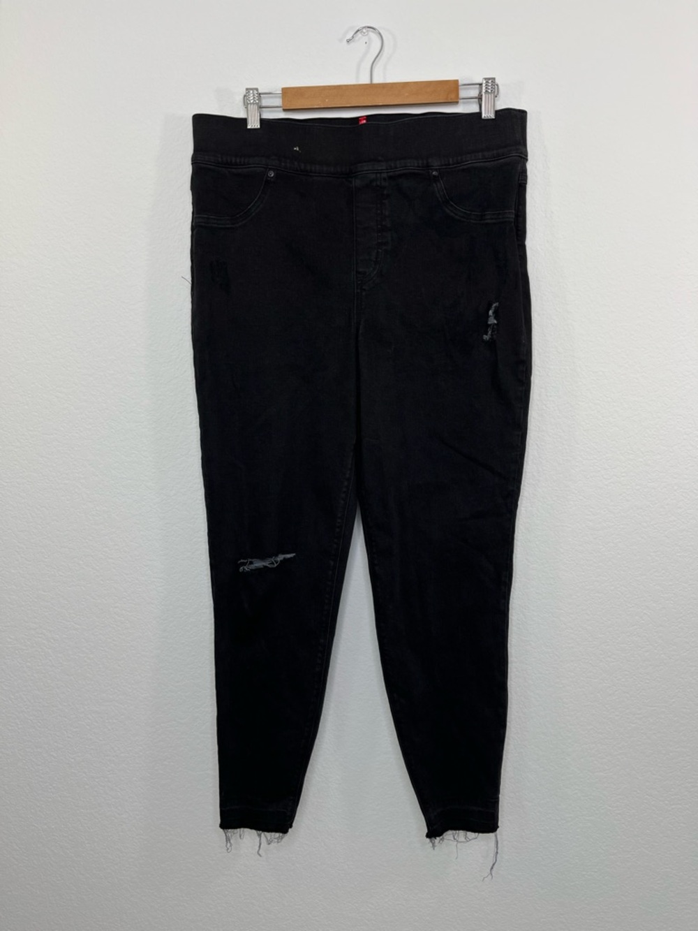 Spanx Distressed Skinny Jeans‎ Pull On Women’s 1X Black Stretch 20213P - Picture 2 of 10